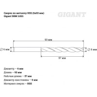 Gigant Сверло по металлу HSS 6x93 DBM 11021