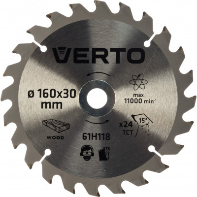 VERTO Диск отрезной 160x30 мм 24 зуба 61H118