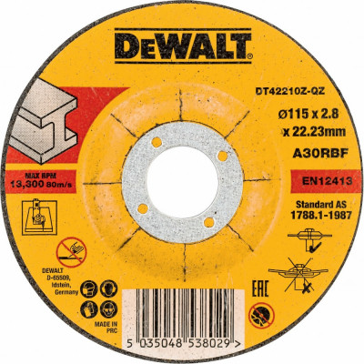 Dewalt круг отрез. п/мет. industrial, 115x2.8мм dt42210z