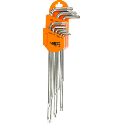 Neo tools ключи torx, t10-t50, набор 9 шт., с магнитом, t10, t15, t20, t25, t27, t30, t40, t45, t50 09-526