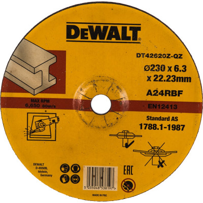 Dewalt Круг обдир. п/мет. INDUSTRIAL, 230x6.3мм DT42620Z