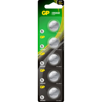 GP Литиевые дисковые батарейки Lithium CR2032 - 5 шт., CR2032-7CR5 GP CR2032-7CR5