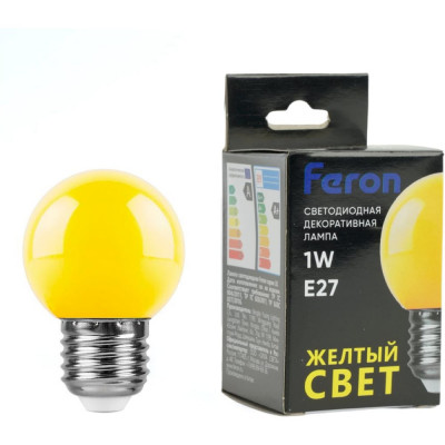 FERON Лампа светодиодная, 1W 230V E27 желтый, LB-37 25879