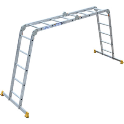 Лестница Алюмет шарнирная алюминиевая четырехсекционная профессиональная 2х4+2х5 ступеней. Серия Т4 Т445