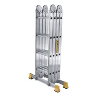 Лестница Алюмет шарнирная алюминиевая четырехсекционная профессиональная 2х4+2х5 ступеней. Серия Т4 Т445