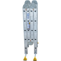 Лестница Алюмет шарнирная алюминиевая четырехсекционная профессиональная 2х4+2х5 ступеней. Серия Т4 Т445