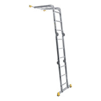 Лестница Алюмет шарнирная алюминиевая четырехсекционная профессиональная 2х4+2х5 ступеней. Серия Т4 Т445