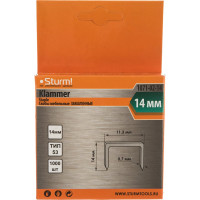 Скоба закаленная (1000 шт; 14 мм; Тип 53) для степлеров Sturm 1071-02-14