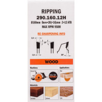 Диск пильный по дереву (160х20х2,6/1,6 мм; Z12) CMT 290.160.12H