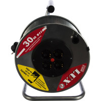 Силовой удлинитель на металлической катушке LUX К4-Е-30 30м 4 розетки с з/к 45130 4606400419464