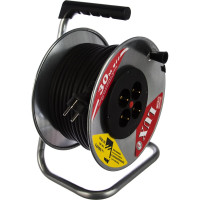 Силовой удлинитель на металлической катушке LUX К4-Е-30 30м 4 розетки с з/к 45130 4606400419464