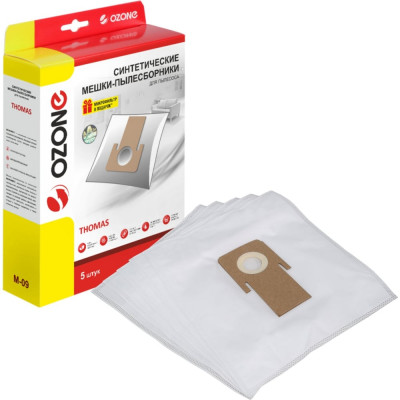Мешки-пылесборники оригинальные синтетические (5 шт.) OZONE Classic Thomas Twin M-09