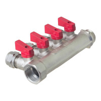 Коллектор для металлопластиковых труб с отсекающими кранами MPF 4 выхода х 3/4"х16 мм ИС.071093