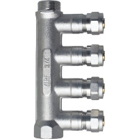 Коллектор для металлопластиковых труб с отсекающими кранами MPF 4 выхода х 3/4"х16 мм ИС.071093