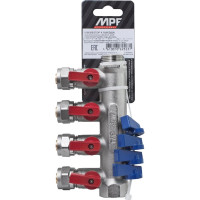 Коллектор для металлопластиковых труб с отсекающими кранами MPF 4 выхода х 3/4"х16 мм ИС.071093
