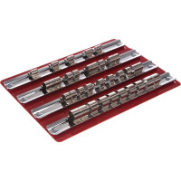 Лоток с реечными держателями головок JTC 1/4" х 10 шт, 3/8" х 20 шт, 1/2" х 10 шт, 250x150 мм, 3412 743283