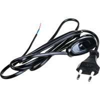 Шнур для бра с проходным выключателем, черный ШВВП 2х0,75 1,7м UNIVersal А1060 Ч