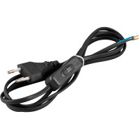 Провод с выключателем и евровилкой 2м, duwi 2х0.75мм², 2,5А,черный, 05681 2