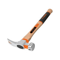 Молоток-гвоздодер Truper с рифленым бойком, деревянная ручка, американский орех, увеличенная площадь бойка, вес бойка-0,5 кг, длина ручки-41 см 19990