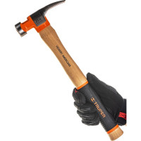 Молоток-гвоздодер Truper с рифленым бойком, деревянная ручка, американский орех, увеличенная площадь бойка, вес бойка-0,5 кг, длина ручки-41 см 19990