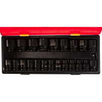 Набор шестигранных ударных торцевых головок 1/2" 8-32 мм в кейсе 22 шт JTC-K4223