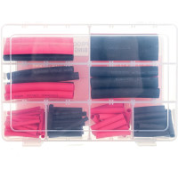 Набор термоусадочных влагозащитных трубок 6 типоразмеров, длина 38-76мм в боксе 100шт JTC-5919