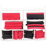 Набор термоусадочных влагозащитных трубок 6 типоразмеров, длина 38-76мм в боксе 100шт JTC-5919