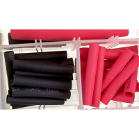 Набор термоусадочных влагозащитных трубок 6 типоразмеров, длина 38-76мм в боксе 100шт JTC-5919