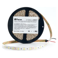 Cветодиодная LED лента FERON 60SMD(5050)/м, 14.4Вт/м, 5м, IP65, 12V, холодный белый LS607 27652