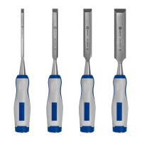 Набор плоских стамесок: 6, 12, 18, 24мм, длина 140мм, CR-V, двухкомпонентные рукоятки, 4шт КОБАЛЬТ 245-671