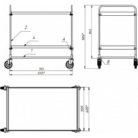 Сервисная двухъярусная тележка RUSKLAD СТ 3, 600x1000 мм, d125 мм болтовые СТ 3 125 болт