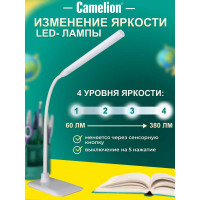 Настольный светильник, белый, LED, 6Вт, 230В, сенсорное включение, 4 уровня яркости, 4000К Camelion KD-792 C01 12488