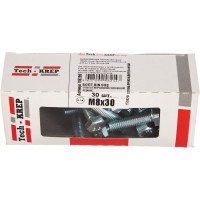 Болт DIN 933 с шестигранной головкой, оцинкованный М8х30, 30шт - коробка Tech-Krep 105209