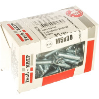 Винт DIN 965 с потайной головкой, оцинкованный М5х30, 80шт - коробка Tech-Krep 105238