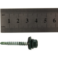 Кровельный саморез Tech-Krep КР сверло 4,8х35 RAL-6005 тёмно-зеленый 60 шт, коробка с окном 124634