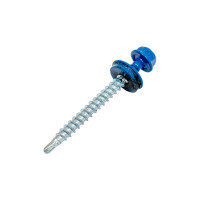 Кровельный саморез Tech-Krep КР сверло 4,8х51 RAL-5005 насыщенный синий 60 шт, коробка с окном 125556