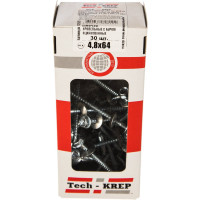 Кровельный саморез Tech-Krep КР ZP сверло 4,8х64 30 шт, коробка с окном 112028