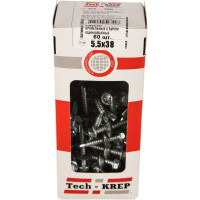 Кровельный саморез Tech-Krep КР ZP сверло 5,5х38 60 шт, коробка с окном 124628