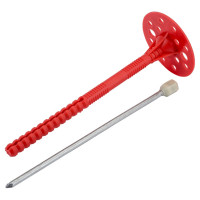 Дюбель для теплоизоляции с металлическим гвоздём с термоголовкой 10х160, 250шт Tech-Krep 130104