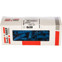 Распорный дюбель Чапай 6х30 шипы+усы, полипропилен 100шт - коробка Tech-Krep 111469