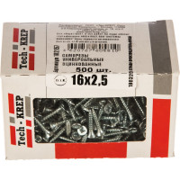 Универсальные саморезы Zitar 16x2,5 мм 500 шт оцинкованные коробка с окном Tech-Kr 102157