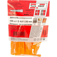 Универсальный дюбель Tech-Krep  6х52 полипропилен 20 шт - пакет  102931
