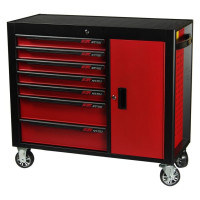 Тележка инструментальная (7 секций, красная, на колесах, с боковым ящиком) JTC S1067