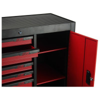 Тележка инструментальная (7 секций, красная, на колесах, с боковым ящиком) JTC S1067