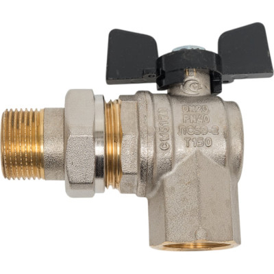 Угловой кран Американка Н/В Ду-20 /3/4" Бабочка черная Bugatti OREGON 05940005