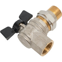 Угловой кран Американка Н/В Ду-20 /3/4" Бабочка черная Bugatti OREGON 05940005