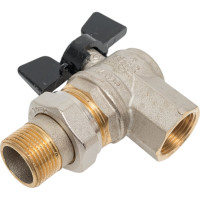 Угловой кран Американка Н/В Ду-20 /3/4" Бабочка черная Bugatti OREGON 05940005