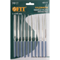 Алмазные надфили (ПВХ ручка, 3х140х50 мм, 10 штук) FIT IT 42171