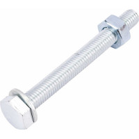 Болт с шестигранной головкой Tech-Krep/Zitar DIN 933, оцинкованный, М10х90 + гайка + шайба, 2 шт., пакет 114058