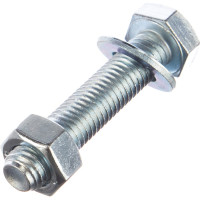 Болт Tech-Krep/Zitar DIN933 с шестигранной головкой, оцинкованный М12х60 + гайка + шайба 2 шт - пакет 136924